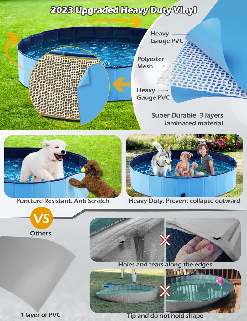 Jasonwell Foldable Dog Pool Collapsible Hard Plastic Swimming Pool Por