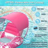 Jasonwell Pool Floats with Canopy - Inflatable Pool Float Adult Lounger Floaties Raft Floating Chair for Swimming Pool Lake Water Lounge Float with Cup Holders Beach Pool Party Toys for Adults (Rose)