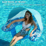 Jasonwell Pool Float with Canopy - Inflatable Pool Floaties Adult Floating Pool Chair Lounge Floats for Swimming Pool Water Chair Pool Lounger with Cup Holders Pool Toy Party Floaty for Adults (Bl-XL) - Jasonwell
