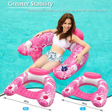 Jasonwell Inflatable Pool Float Chair - Pool Floaties Floating Pool Chair Lounge Floats for Swimming Pool Water Chair Pool Lounger with Cup Holder Pool Toy Party Floaty Adults (TropicalRose-XL)