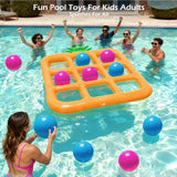 Jasonwell Tic-Tac-Toe Pool Toys Games Floating Tic Tac Toe Pool Games with 10 Balls - Jasonwell