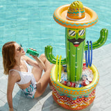 Jasonwell Inflatable Pool Party Cooler - Fiesta Cactus Ice Bucket Luau Hawaiian Tropical Beach Themed Birthday Easter Party Decorations Favors Supplies Decor Blow Up Drink Cooler Outdoor Kids - Jasonwell