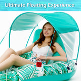 Jasonwell Pool Floats with Canopy - Inflatable Pool Float Adult Lounger Floaties Raft Floating Chair for Swimming Pool Lake Water Lounge Float with Cup Holders Beach Pool Party Toys for Adults