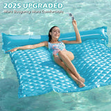 Jasonwell Giant Inflatable Floating Mat - Pool Float Lake Float Raft Lounge Floating Water Mat for Swimming Pool Floatie Lounger Beach Pool Party Toy Adults (Blue-XL)