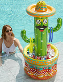 Jasonwell Inflatable Pool Party Cooler - Fiesta Cactus Ice Bucket Luau Hawaiian Tropical Beach Themed Birthday Easter Party Decorations Favors Supplies Decor Blow Up Drink Cooler Outdoor Kids - Jasonwell