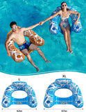 Jasonwell Inflatable Pool Float Chair - 2 Pack Floating Pool Chair Lounge Floats for Swimming Pool Water Chair Pool Lounger with Cup Holder Toy Party Floaties for Adults XL