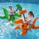 Jasonwell Pool Games Toys Floats - Inflatable Dinosaur Pool Floats with Blow Up Toy Hammers Ride on Pool Floaties for Kids Teens Adults Lounge Rafts Summer Lake Beach Party Decorations (GN.&Org. XL) - Jasonwell