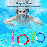 Jasonwell Pool Diving Toys Games - 32PCS Swimming Pool Toys with Dive Mermaids Rings Gems Beach Ball Underwater Treasures Torpedo Bandits Fish Toy etc Water Bath Swim Toy Training Gifts for Kids Adult - Jasonwell