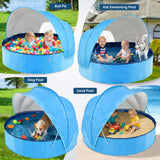Jasonwell Kiddie Baby Pool with Canopy - Foldable Infant Toddler Kids Pool with Shade Baby Beach Essentials Tent Swimming Wading Pools for Toddlers 1-3 + Kids Dogs Ball Pit Backyard Water Play G, 40" 48" 63" 79" Blue - Jasonwell