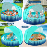 Jasonwell Kiddie Baby Pool with Canopy - Foldable Infant Toddler Kids Pool with Shade Baby Beach Essentials Tent Swimming Wading Pools for Toddlers 1-3 + Kids Dogs Ball Pit Backyard Water Play G, 40" 48" 63" 79" - Jasonwell