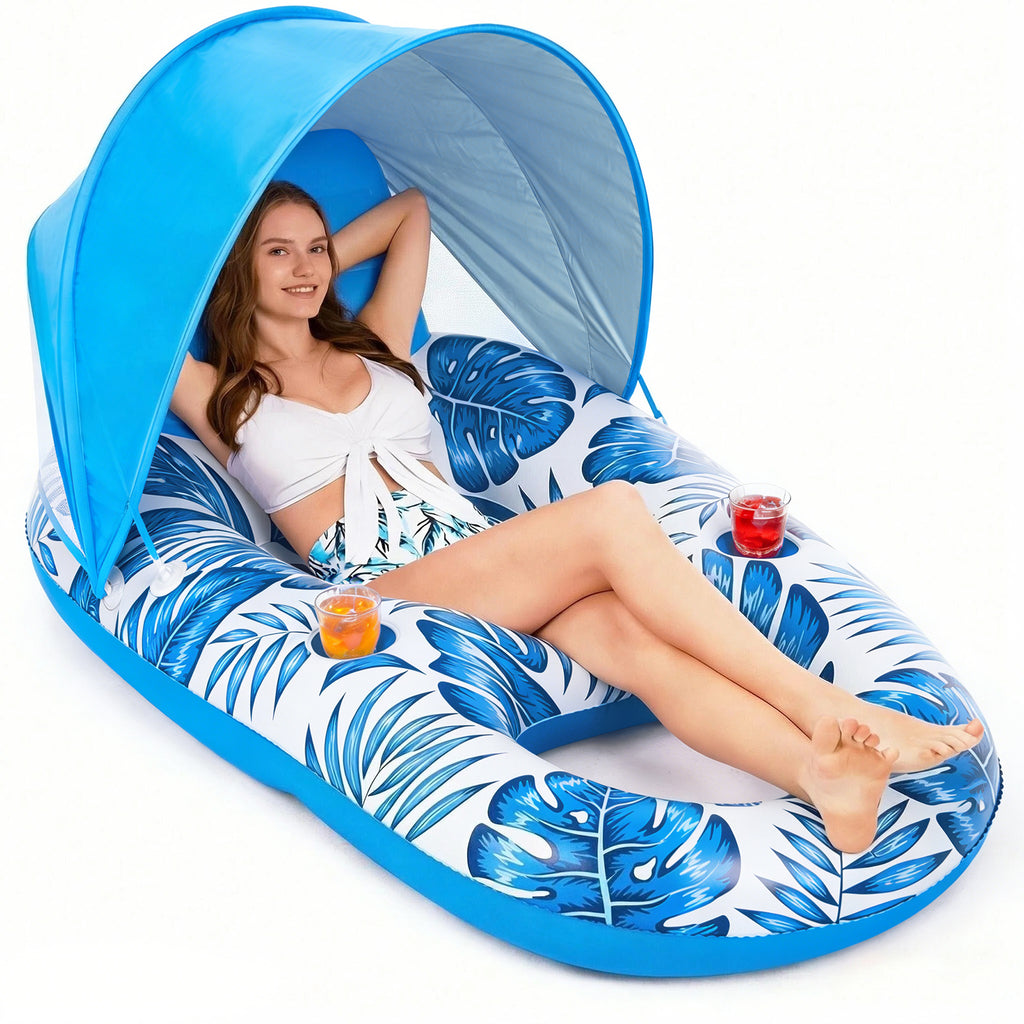 Jasonwell Pool Floats with Canopy - Inflatable Pool Float Adult Lounge