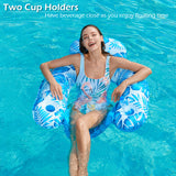 Jasonwell Inflatable Pool Float Chair - Pool Floaties Floating Pool Chair Lounge Floats for Swimming Pool Water Chair Pool Lounger with Cup Holder Pool Toy Party Floaty Adults