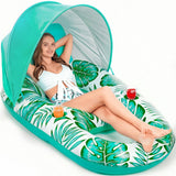 Jasonwell Pool Floats with Canopy - Inflatable Pool Float Adult Lounger Floaties Raft Floating Chair for Swimming Pool Lake Water Lounge Float with Cup Holders Beach Pool Party Toys for Adults - Jasonwell