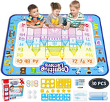 Jasonwell Aqua Water Doodle Mat 40 X 32 Inches Large Magic Drawing Doodling Mat Coloring Mat Educational Toys Christmas Birthday Gifts for Kids Toddler Boys Girls Age 2 3 4 5 6 7 8 Year Old (Alphabet)